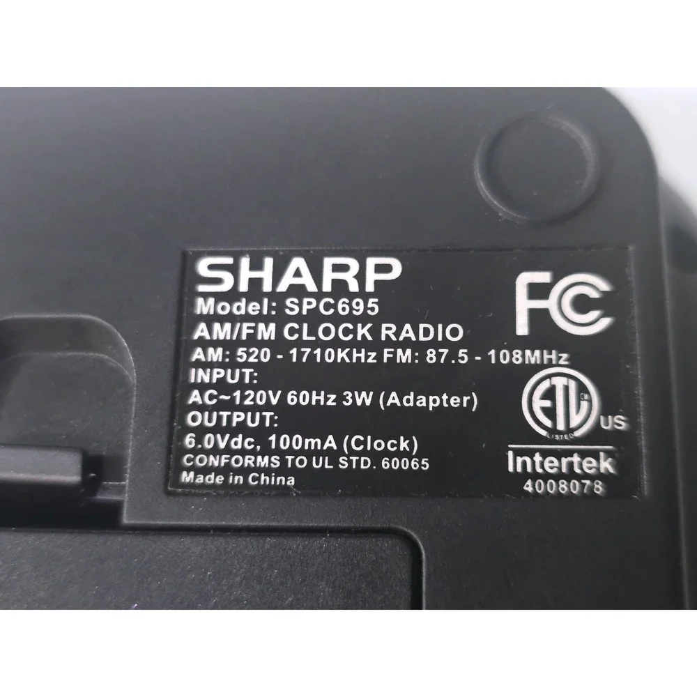 Sharp SPC695 AM FM Dual Alarm Clock Radio Digital Display Black Bedside Tabletop